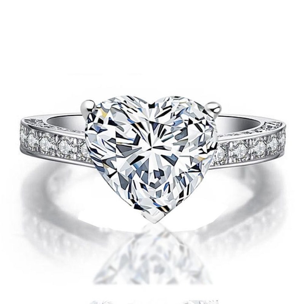 Sweet Crystal Clear Cz Heart Lovely Diamonds Heart Rings For Women Pd693 28$